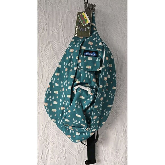 KAVU SLING ROPE BACKPACK Camping Wood Trees Travel Trailer! NWT Rock Climbing - Picture 1 of 5